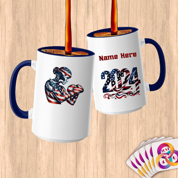 Physical Item 15oz / Blue American Flag Boxing~Limited Edition 2024 "USA Excellence" ~ Customized Large 15oz Mug