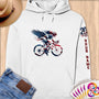 Physical Item S / White American Flag Cyclist~Limited Edition 2024 "USA Excellence" ~ Personalized Premium Hoodie