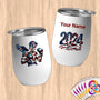 Physical Item 12 oz / White American Flag Eagle Boxer~Limited Edition 2024 "USA Excellence" ~ Customizable 12oz Wine Tumbler with Lid