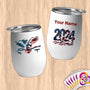 Physical Item 12 oz / White American Flag Gymnastics~Limited Edition 2024 "USA Excellence" ~ Customizable 12oz Wine Tumbler with Lid