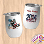 Physical Item 12 oz / White American Flag Sand Volley~Limited Edition 2024 "USA Excellence" ~ Customizable 12oz Wine Tumbler with Lid