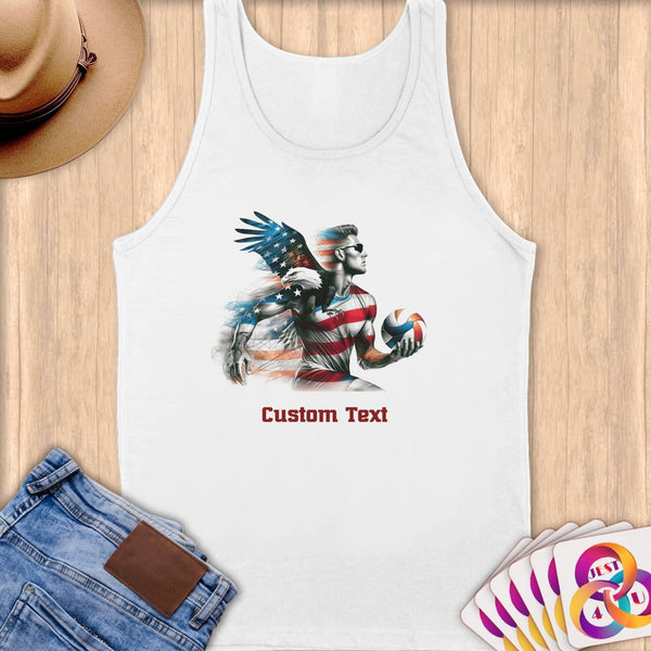 Physical Item S / White American Flag Sand Volley~Limited Edition 2024 "USA Excellence" ~ Customizable Supersoft Tank Top