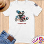 Physical Item S / White American Flag Sand Volley~Limited Edition 2024 "USA Excellence" ~ Personalized Softstyle T-Shirt