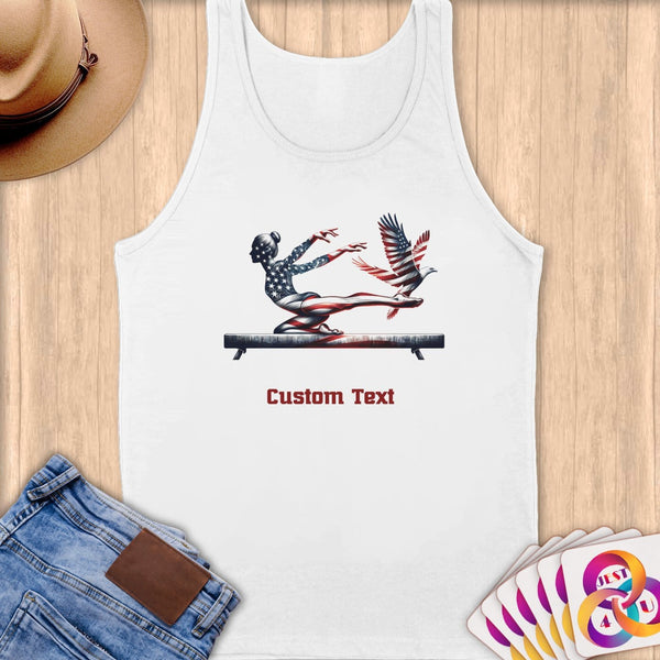Physical Item S / White American Gymnast Patriotic Eagle~Limited Edition 2024 "USA Excellence" ~ Customizable Supersoft Tank Top