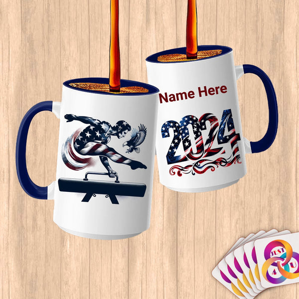 Physical Item 15oz / Blue American Gymnastics Perfection ~Limited Edition 2024 "USA Excellence" ~ Customized Large 15oz Mug
