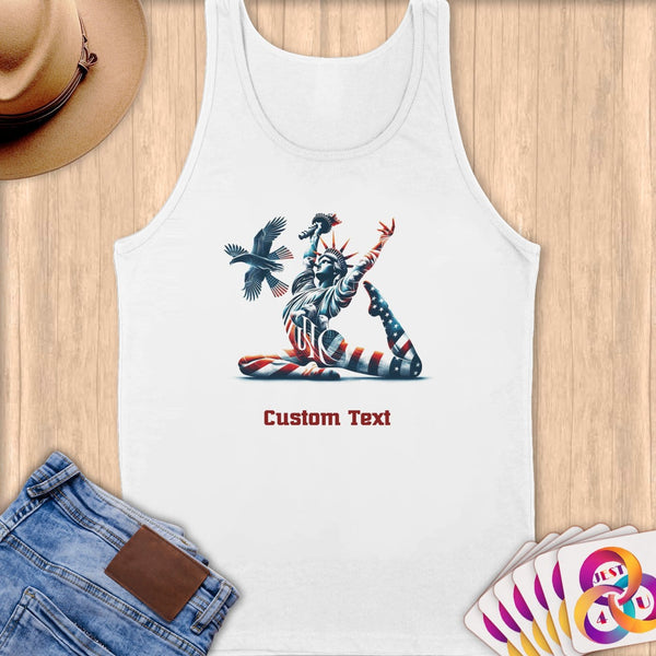 Physical Item S / White American Liberty Eagle Gymnast Pose~Limited Edition 2024 "USA Excellence" ~ Customizable Supersoft Tank Top