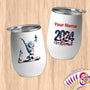 Physical Item 12 oz / White American Liberty Gymnast ~Limited Edition 2024 "USA Excellence" ~ Customizable 12oz Wine Tumbler with Lid