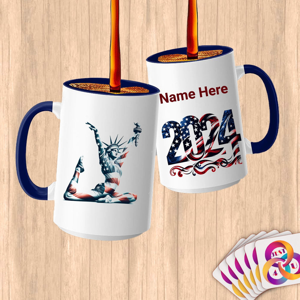 Physical Item 15oz / Blue American Liberty Gymnast ~Limited Edition 2024 "USA Excellence" ~ Customized Large 15oz Mug