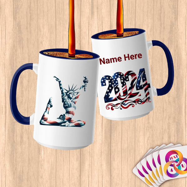 Physical Item 15oz / Blue American Liberty Gymnast ~Limited Edition 2024 "USA Excellence" ~ Customized Large 15oz Mug