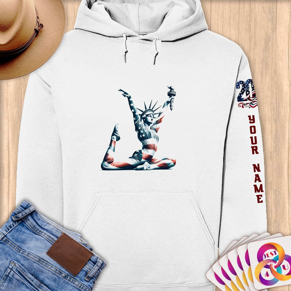 Physical Item S / White American Liberty Gymnast ~Limited Edition 2024 "USA Excellence" ~ Personalized Premium Hoodie