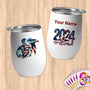 Physical Item 12 oz / White American Patriot Soccer Eagle~Limited Edition 2024 "USA Excellence" ~ Customizable 12oz Wine Tumbler with Lid