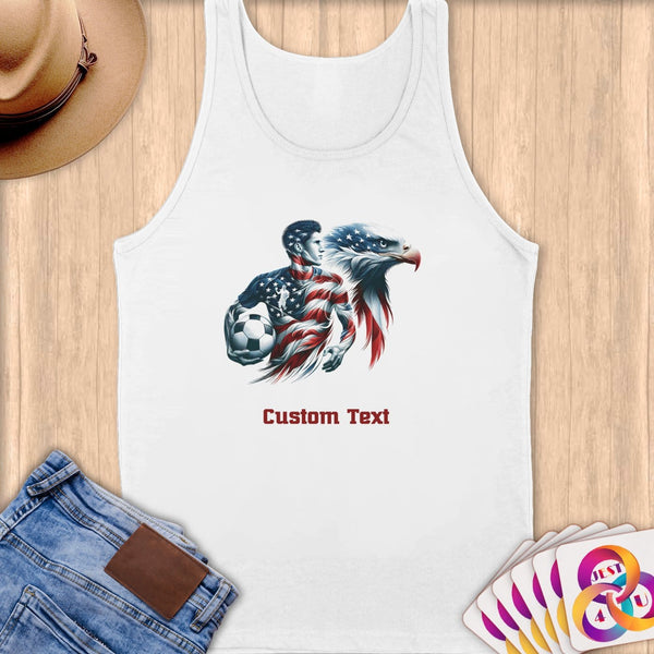 Physical Item S / White American Patriot Soccer Eagle~Limited Edition 2024 "USA Excellence" ~ Customizable Supersoft Tank Top