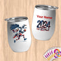 Physical Item 12 oz / White American Pride Basketball ~Limited Edition 2024 "USA Excellence" ~ Customizable 12oz Wine Tumbler with Lid