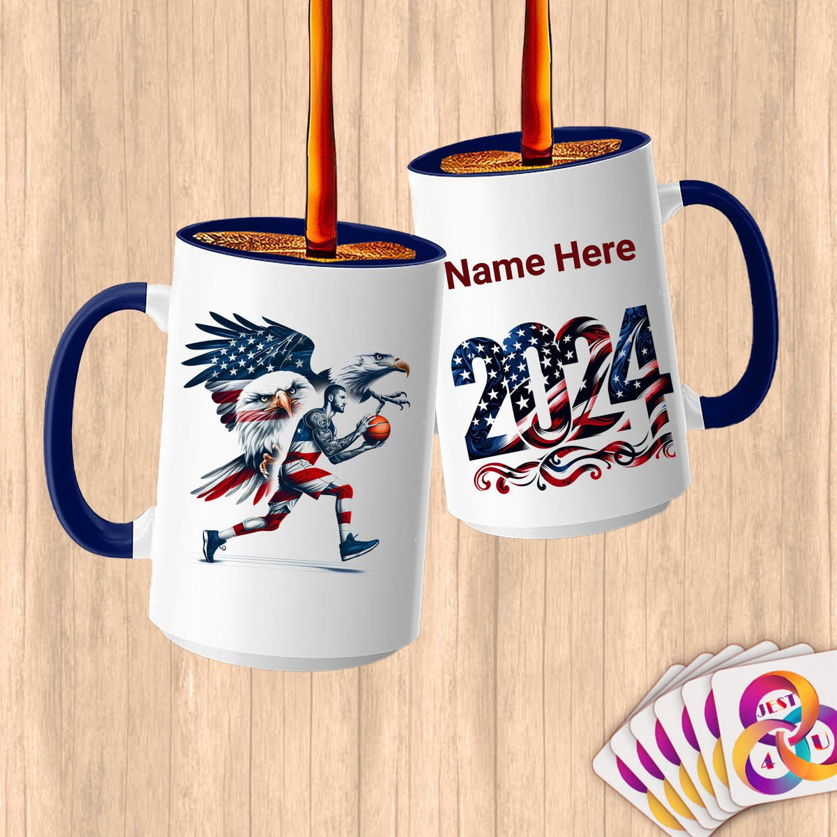 Physical Item 15oz / Blue American Pride Basketball ~Limited Edition 2024 "USA Excellence" ~ Customized Large 15oz Mug