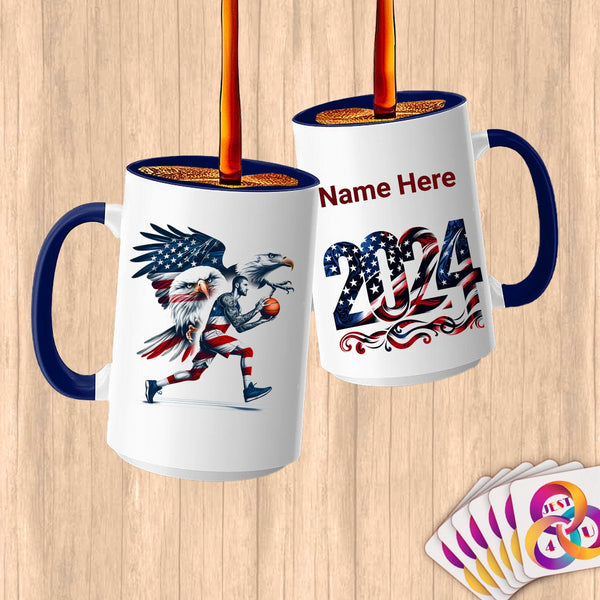 Physical Item 15oz / Blue American Pride Basketball ~Limited Edition 2024 "USA Excellence" ~ Customized Large 15oz Mug