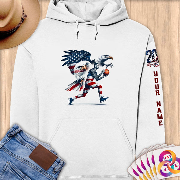 Physical Item S / White American Pride Basketball ~Limited Edition 2024 "USA Excellence" ~ Personalized Premium Hoodie
