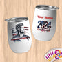 Physical Item 12 oz / White American Pride Eagle ~Limited Edition 2024 "USA Excellence" ~ Customizable 12oz Wine Tumbler with Lid