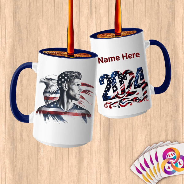 Physical Item 15oz / Blue American Pride Eagle ~Limited Edition 2024 "USA Excellence" ~ Customized Large 15oz Mug