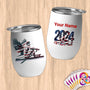 Physical Item 12 oz / White American Rowing Angel ~Limited Edition 2024 "USA Excellence" ~ Customizable 12oz Wine Tumbler with Lid