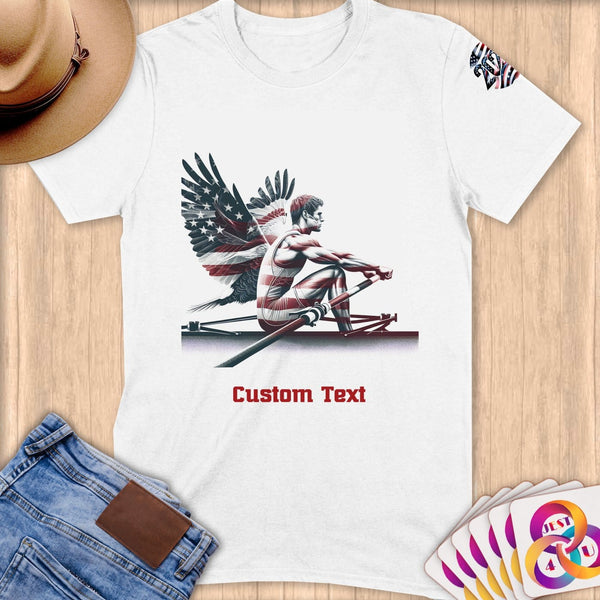 Physical Item S / White American Rowing Angel ~Limited Edition 2024 "USA Excellence" ~ Personalized Softstyle T-Shirt