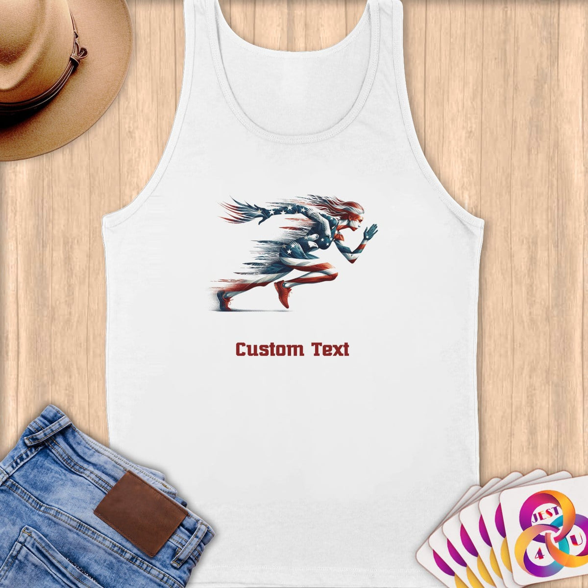 Physical Item S / White American Runner~Limited Edition 2024 "USA Excellence" ~ Customizable Supersoft Tank Top