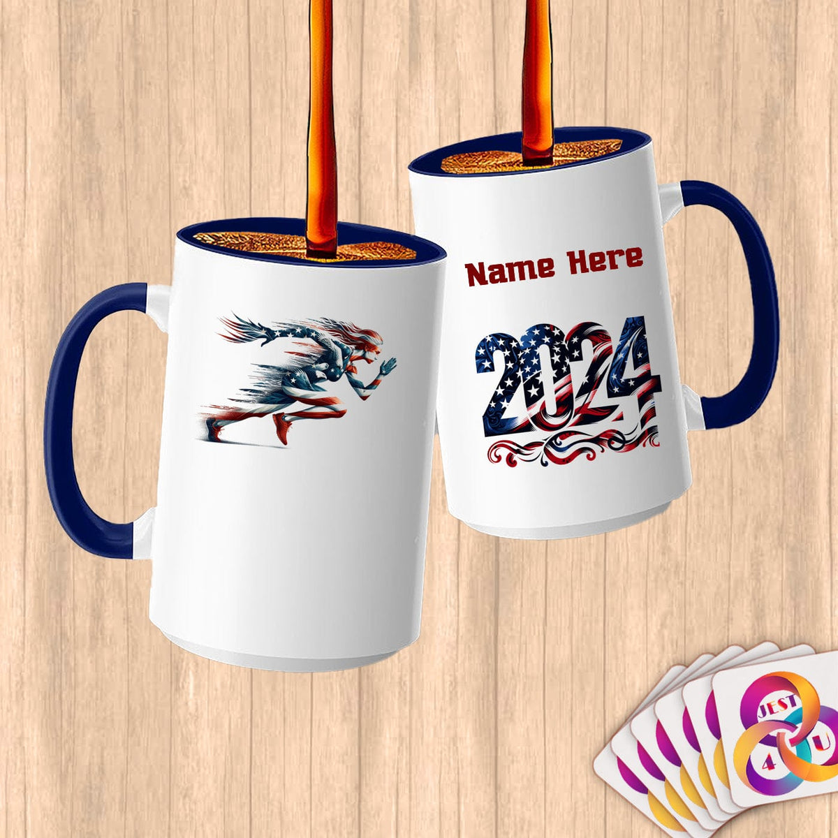 Physical Item 15oz / Blue American Runner~Limited Edition 2024 "USA Excellence" ~ Customized Large 15oz Mug