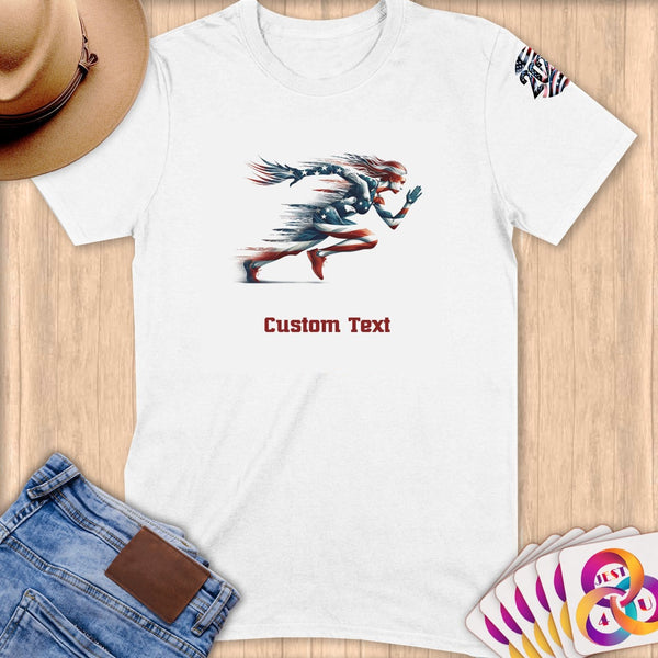 Physical Item S / White American Runner~Limited Edition 2024 "USA Excellence" ~ Personalized Softstyle T-Shirt