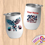 Physical Item 12 oz / White American Strongman ~Limited Edition 2024 "USA Excellence" ~ Customizable 12oz Wine Tumbler with Lid