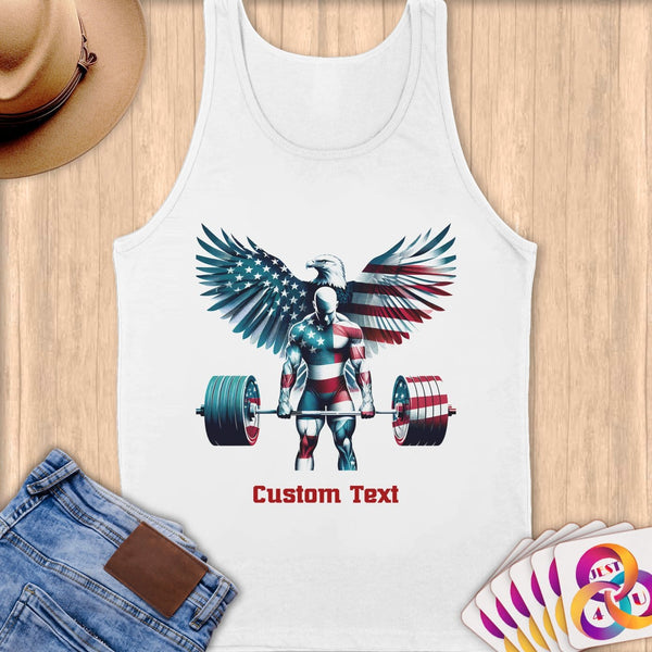 Physical Item S / White American Strongman ~Limited Edition 2024 "USA Excellence" ~ Customizable Supersoft Tank Top