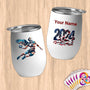 Physical Item 12 oz / White American Volleyball Eagle~Limited Edition 2024 "USA Excellence" ~ Customizable 12oz Wine Tumbler with Lid