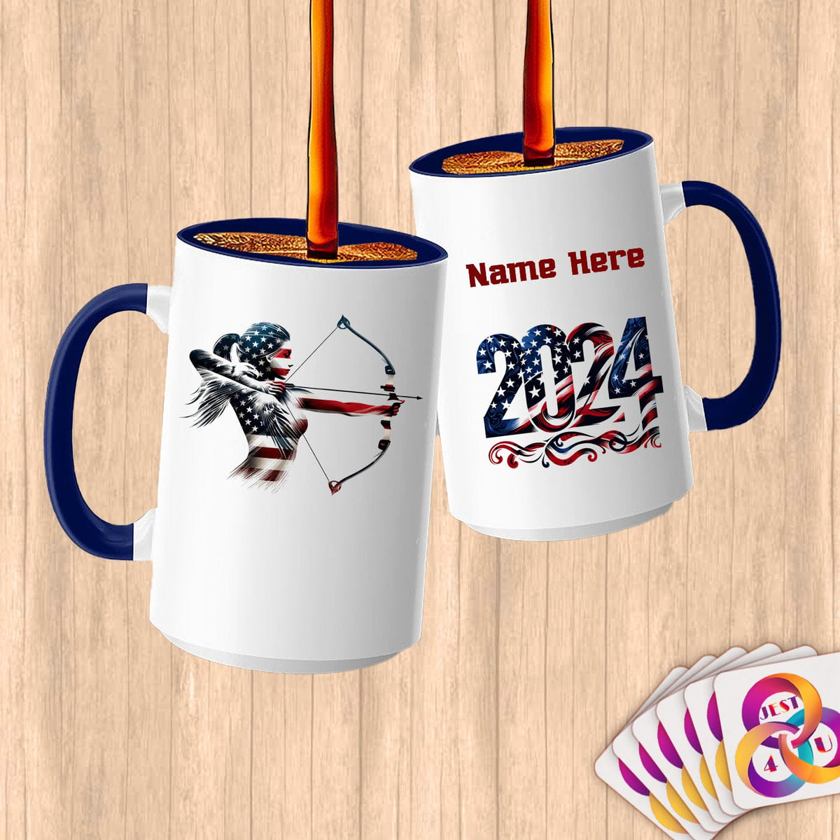 Physical Item 15oz / Blue Archer American Patriot~Limited Edition 2024 "USA Excellence" ~ Customized Large 15oz Mug