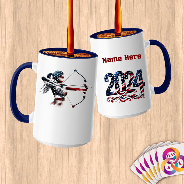 Physical Item 15oz / Blue Archer American Patriot~Limited Edition 2024 "USA Excellence" ~ Customized Large 15oz Mug