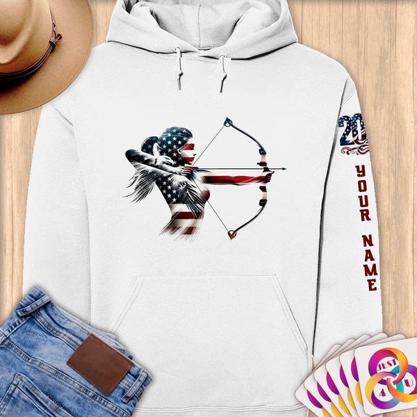 Physical Item S / White Archer American Patriot~Limited Edition 2024 "USA Excellence" ~ Personalized Premium Hoodie