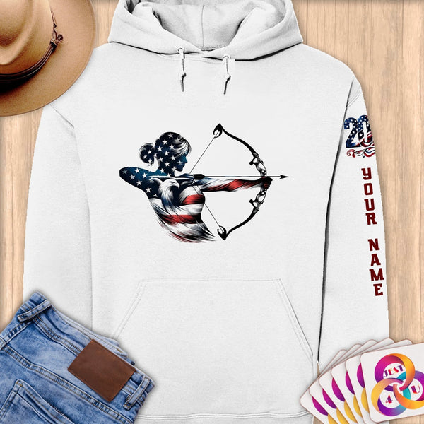 Physical Item S / White Archer Patriotic~Limited Edition 2024 "USA Excellence" ~ Personalized Premium Hoodie