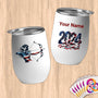 Physical Item 12 oz / White Archery American Flag~Limited Edition 2024 "USA Excellence" ~ Customizable 12oz Wine Tumbler with Lid