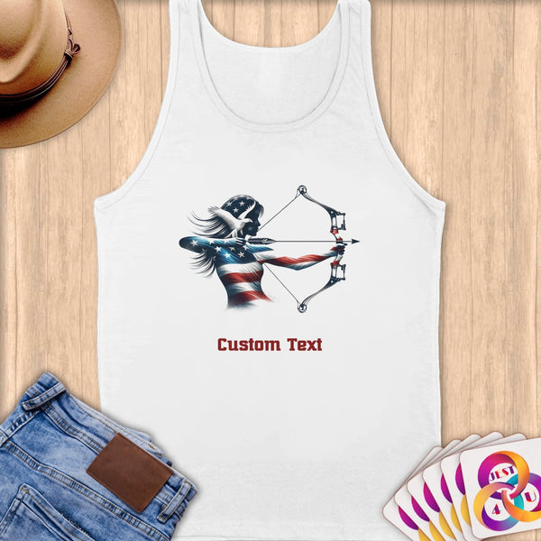 Physical Item S / White Archery American Flag~Limited Edition 2024 "USA Excellence" ~ Customizable Supersoft Tank Top