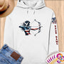 Physical Item S / White Archery American Flag~Limited Edition 2024 "USA Excellence" ~ Personalized Premium Hoodie