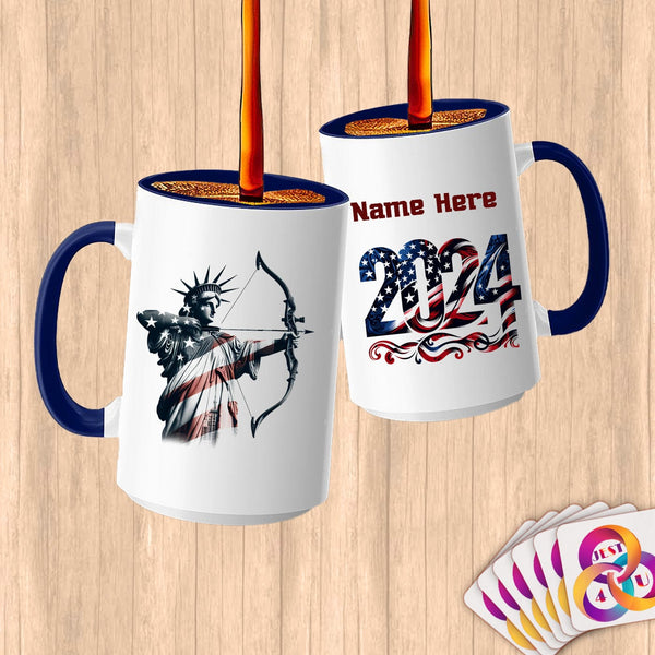 Physical Item 15oz / Blue Archery Liberty ~ Limited Edition 2024 "USA Excellence" ~ Customized Large 15oz Mug