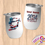 Physical Item 12 oz / White Artistic Swimmer Stripes ~ Limited Edition 2024 "USA Excellence" ~ Customizable 12oz Wine Tumbler with Lid