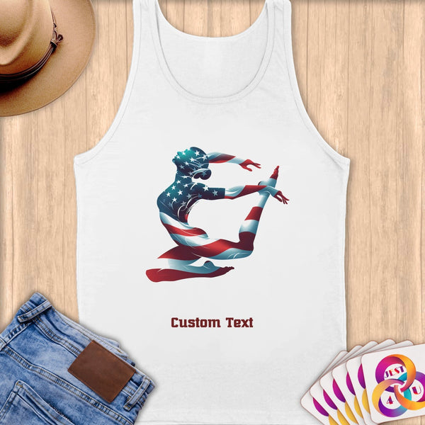 Physical Item S / White Artistic Swimmer Stripes ~ Limited Edition 2024 "USA Excellence" ~ Customizable Supersoft Tank Top