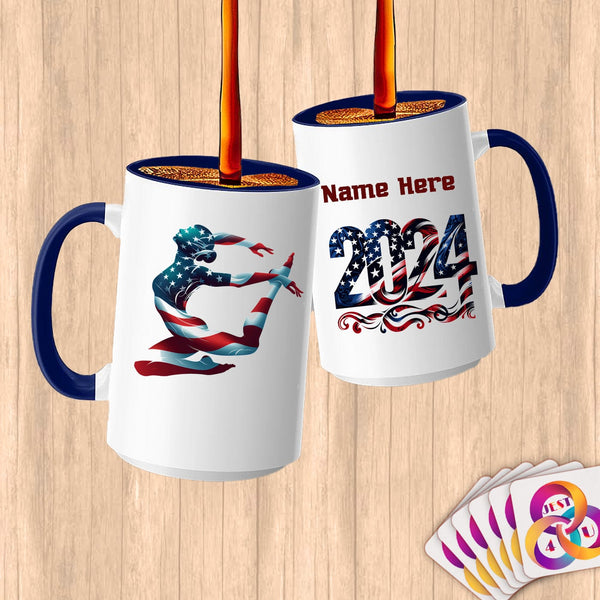 Physical Item 15oz / Blue Artistic Swimmer Stripes ~ Limited Edition 2024 "USA Excellence" ~ Customized Large 15oz Mug