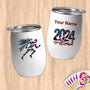 Physical Item 12 oz / White Athletic Patriotic Runner with Eagle~Limited Edition 2024 "USA Excellence" ~ Customizable 12oz Wine Tumbler with Lid
