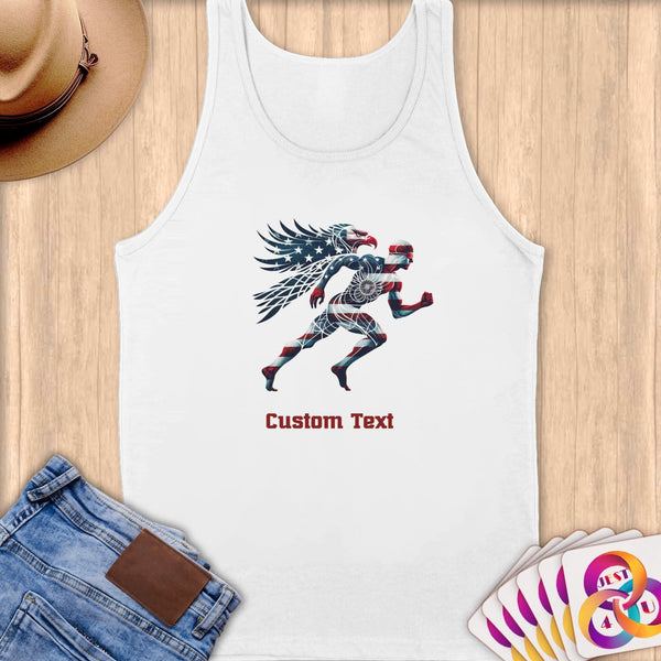 Physical Item S / White Athletic Patriotic Runner with Eagle~Limited Edition 2024 "USA Excellence" ~ Customizable Supersoft Tank Top