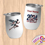Physical Item 12 oz / White Athletic Starry Runner~Limited Edition 2024 "USA Excellence" ~ Customizable 12oz Wine Tumbler with Lid