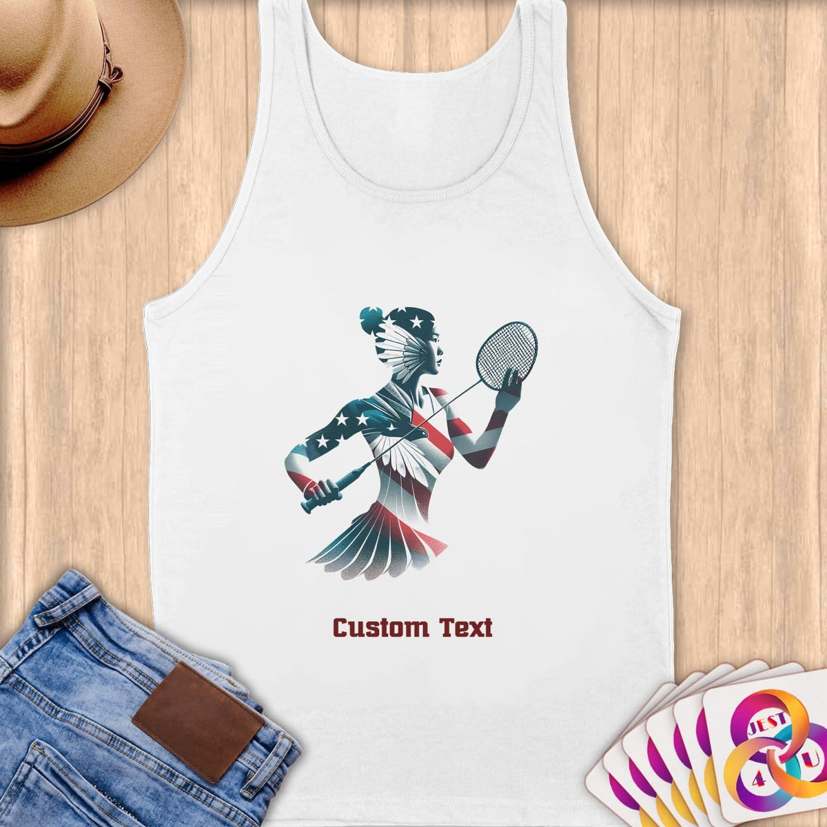 Physical Item S / White Badminton Dreams ~ Limited Edition 2024 "USA Excellence" ~ Customizable Supersoft Tank Top