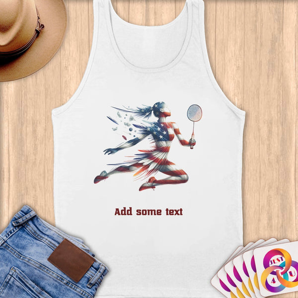 Physical Item S / White Badminton Dreams ~ Limited Edition 2024 "USA Excellence" ~ Customizable Supersoft Tank Top