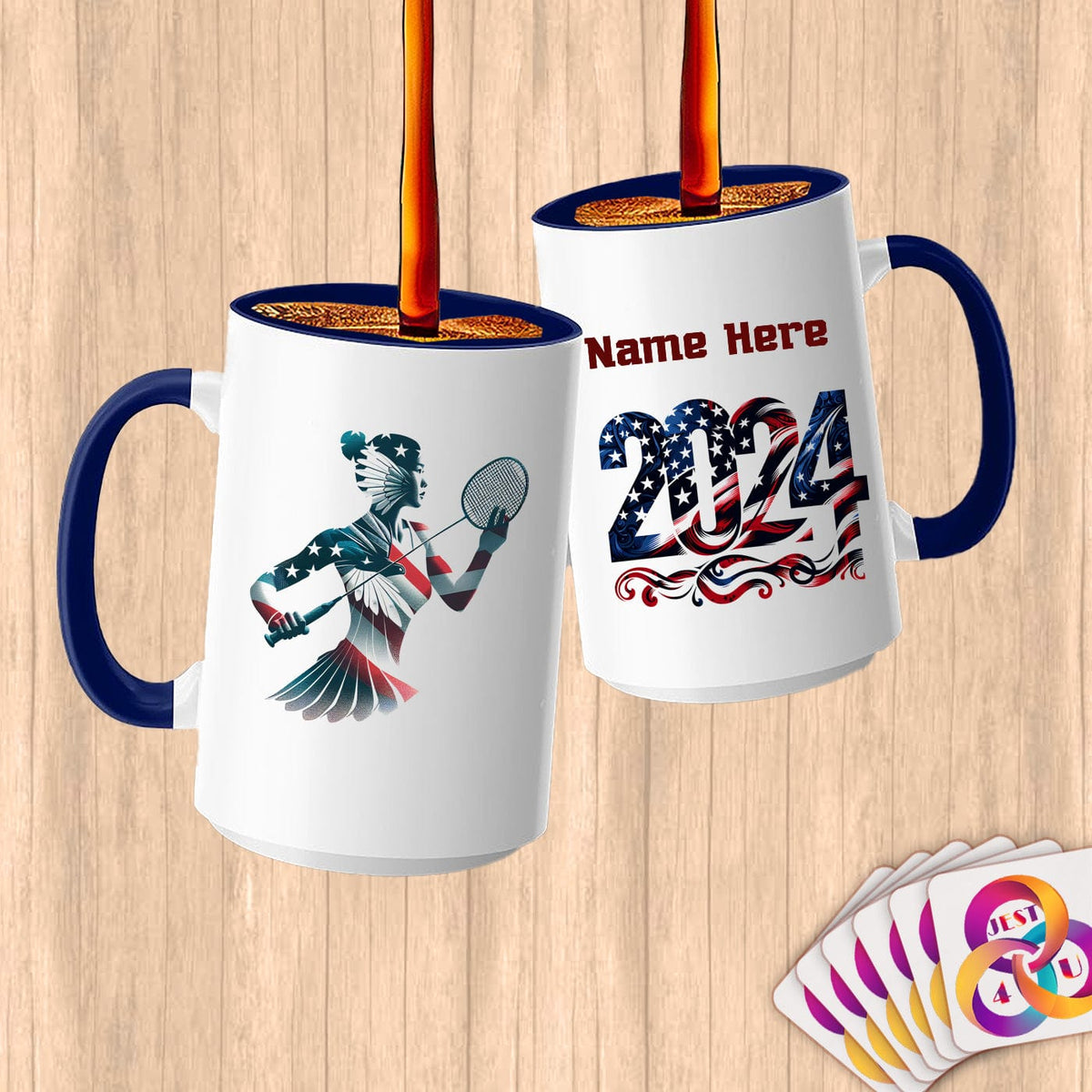 Physical Item 15oz / Blue Badminton Dreams ~ Limited Edition 2024 "USA Excellence" ~ Customized Large 15oz Mug