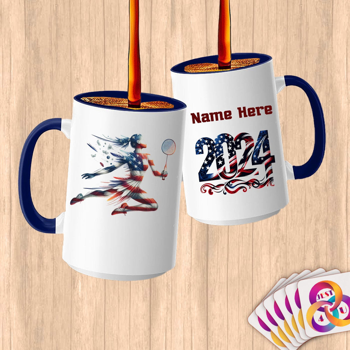 Physical Item 15oz / Blue Badminton Dreams ~ Limited Edition 2024 "USA Excellence" ~ Customized Large 15oz Mug