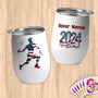 Physical Item 12 oz / White Badminton Flag ~ Limited Edition 2024 "USA Excellence" ~ Customizable 12oz Wine Tumbler with Lid