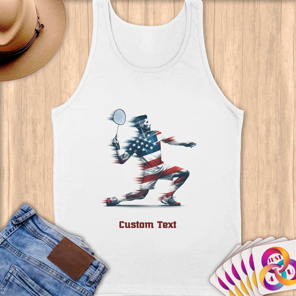 Physical Item S / White Badminton Freedom ~ Limited Edition 2024 "USA Excellence" ~ Customizable Supersoft Tank Top